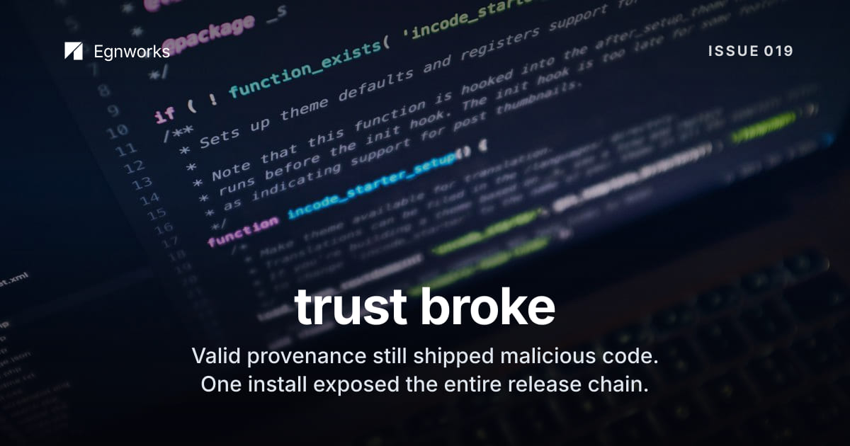 A laptop displays source code during an investigation into compromised npm packages.