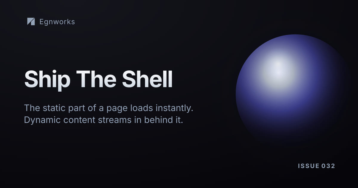 A dark Egnworks banner representing a static page shell loading while dynamic content streams in.